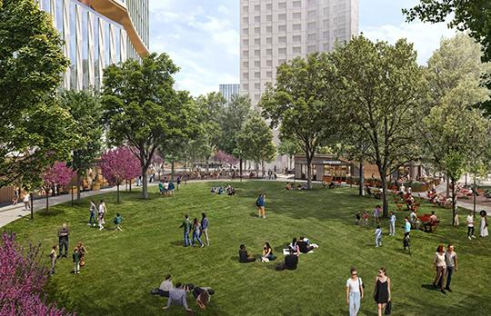 Third Street Park, Volpe site (rendering by Design Distill)